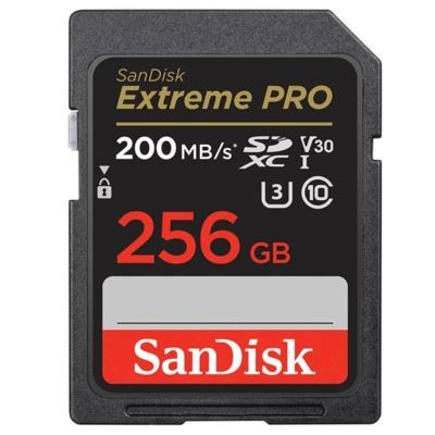 SanDisk Extreme PRO 256GB 200MB/s UHS-I V30 SDXC Memory Card (SDSDXXD-256G)