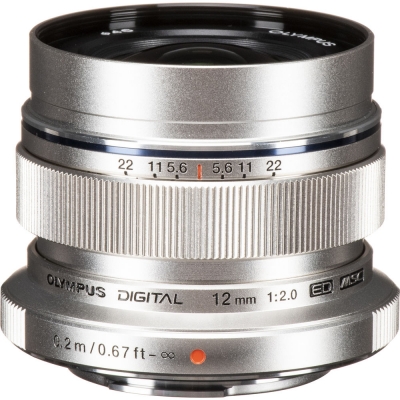 olympus om system m.zuiko digital 12mm f/2 lens (silver)